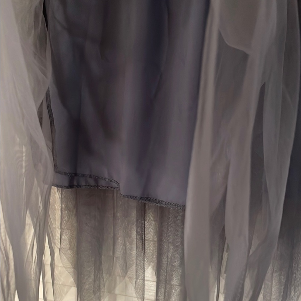 Source Unknown Gray Asymmetrical Midi Grunge Net … - image 6